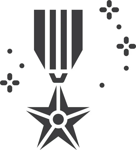 Medalha Honra Ícone Lembrança Estilo Sólido — Vetor de Stock