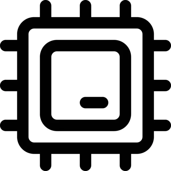 Computer Chip Microprocessor Icon Outline Style — Stock Vector