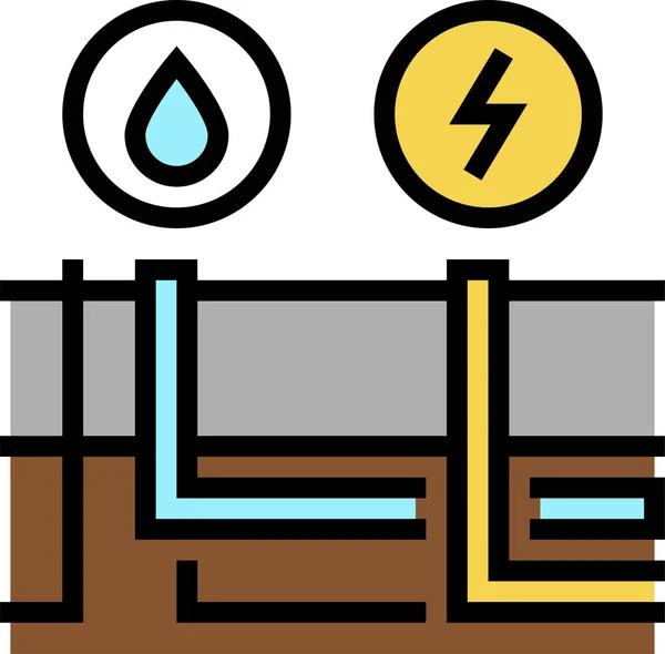 Gebouw Drainage Elektriciteit Icoon — Stockvector