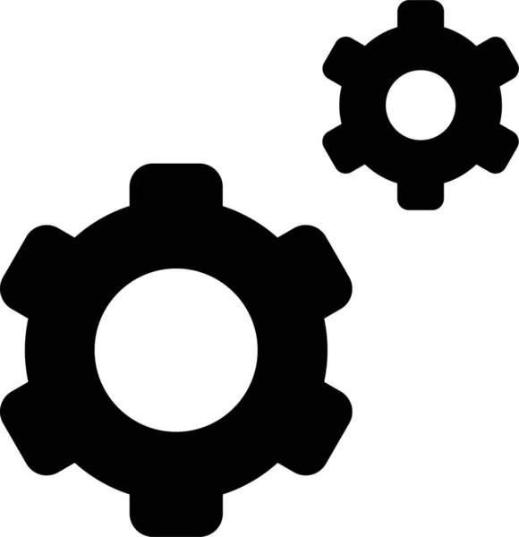 Cog Double Work Icon Solid Style — Stock Vector