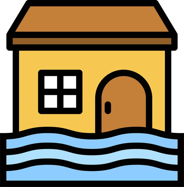 Diaster Flood Home Icon Filledskip Στυλ — Διανυσματικό Αρχείο