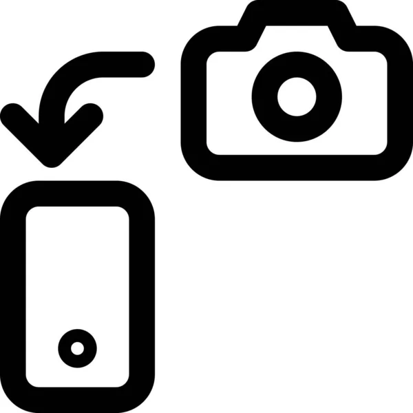 Transfer Pictures Smartphone Icon Outline Style — Stock Vector