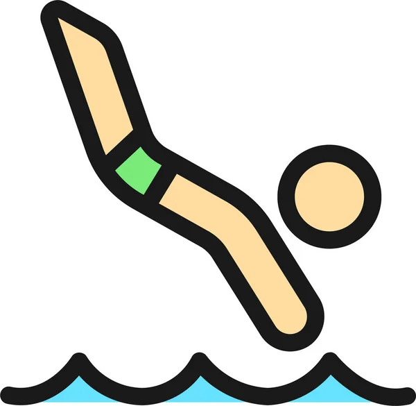 Schwimmen Tauchen Filedoutline Symbol Filedoutline Stil — Stockvektor