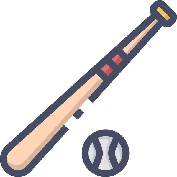 Значок Яча Бейсбольної Кажана Заповненому Стилі — стоковий вектор