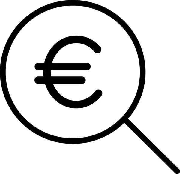 Euro Trouver Des Fonds Icône Dans Style Contour — Image vectorielle