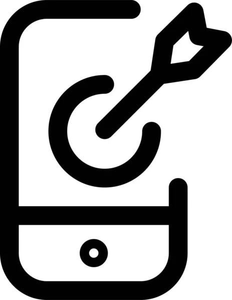Icono Del Teléfono Central Objetivo Estilo Esquema — Vector de stock