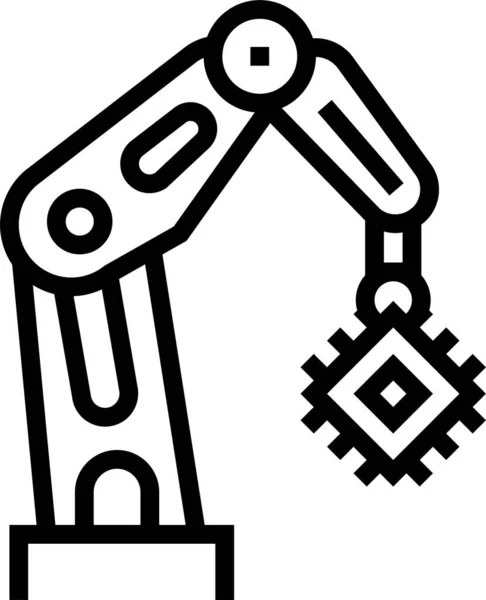 Εικονίδιο Ημιαγωγού Ρομποτικού Βραχίονα Στυλ Περιγράμματος — Διανυσματικό Αρχείο