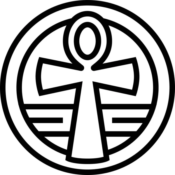 Kreuz Ankh Astrologische Ikone Umriss Stil — Stockvektor
