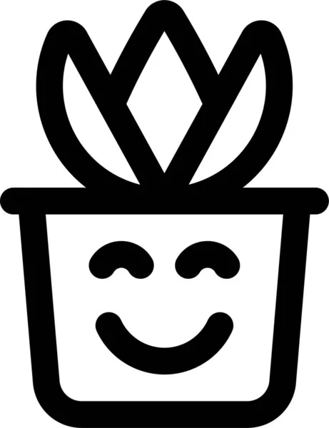 Sourire Végétal Icône Pot — Image vectorielle