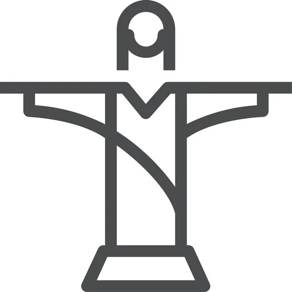 Brasil Cristo Jesus Ícone Estilo Esboço — Vetor de Stock