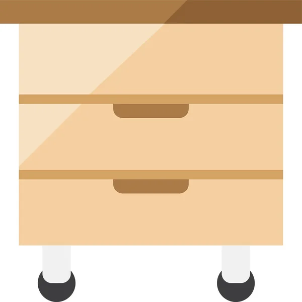 Schublade Flach Gemischte Ikone Flachen Stil — Stockvektor
