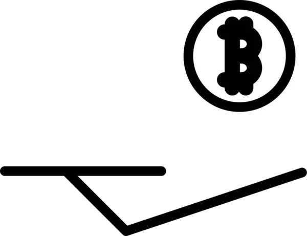 Zaakceptować Ikonę Cyfrową Bitcoin Stylu Zarysu — Wektor stockowy