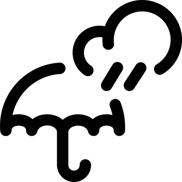 Regenwolken Regenschirm Symbol Umriss Stil — Stockvektor