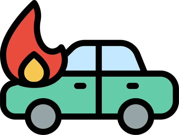 Accident Car Fire Icon Filledoutline Style — Stock Vector