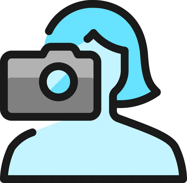 Tomar Fotos Mujer Icono Estilo Filledoutline — Archivo Imágenes Vectoriales