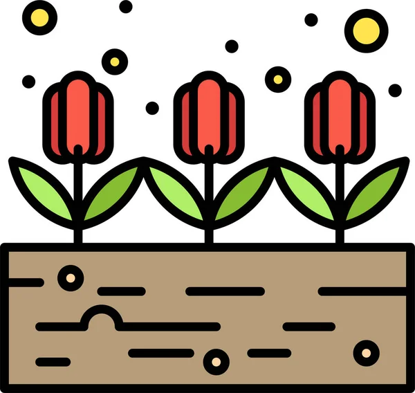 Καλλιέργεια Λουλουδιών Βιολογικό Εικονίδιο Στην Κατηγορία Άνοιξη — Διανυσματικό Αρχείο