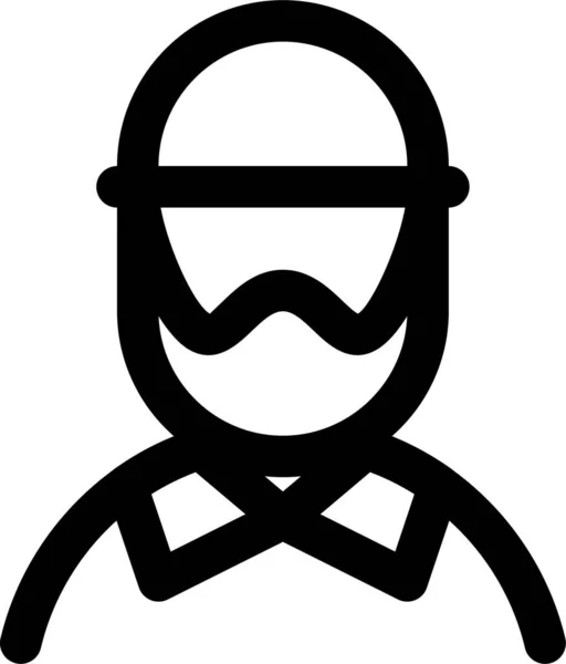 Beanie Man Haar Pictogram Omtrek Stijl — Stockvector