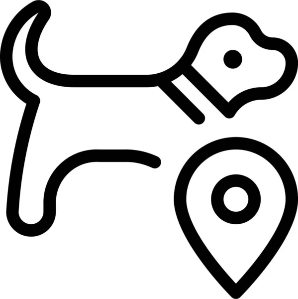 Animales Perro Gps Icono Estilo Esquema — Archivo Imágenes Vectoriales