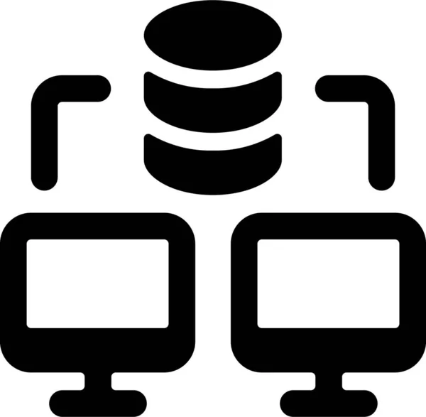 Datenbank Teilen Freigegebenes Symbol Solidem Stil — Stockvektor