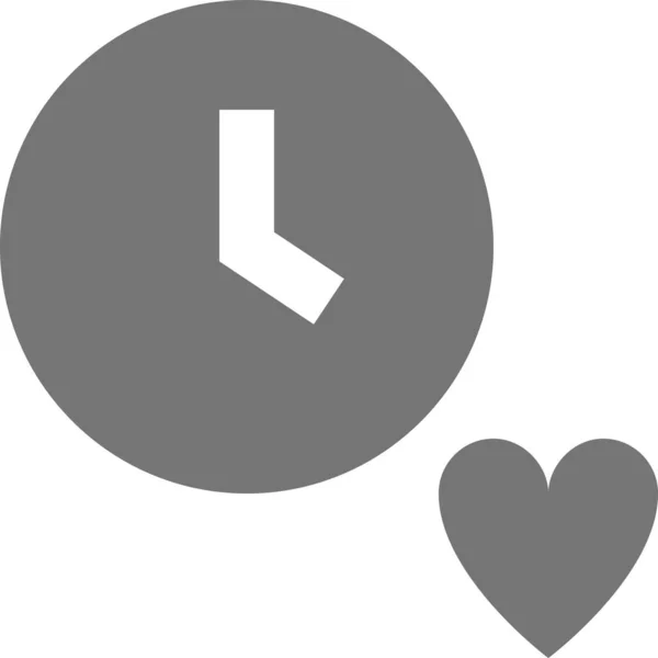 Favorite Heart Time Icon Solid Style — Stock Vector