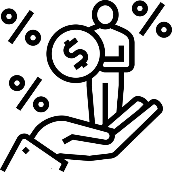 Pay Money Percentents Symbol Umriss Stil — Stockvektor