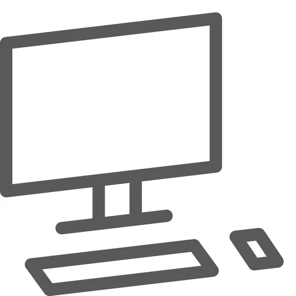 Computer Imac Desktop Symbol Umrissstil — Stockvektor