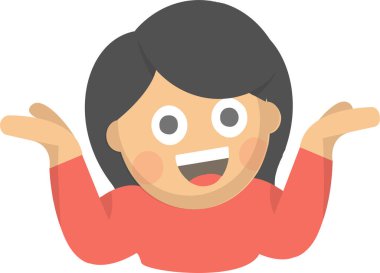 confused emoji girl icon in flat style