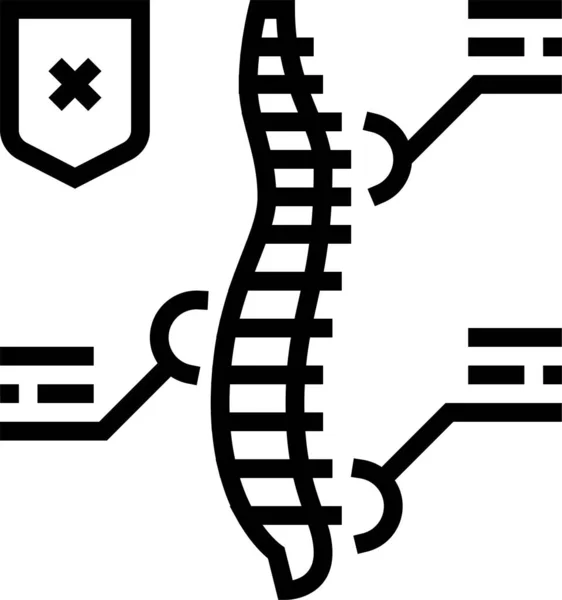 Síntomas Escoliosis Icono Enfermedad Estilo Esquema — Archivo Imágenes Vectoriales