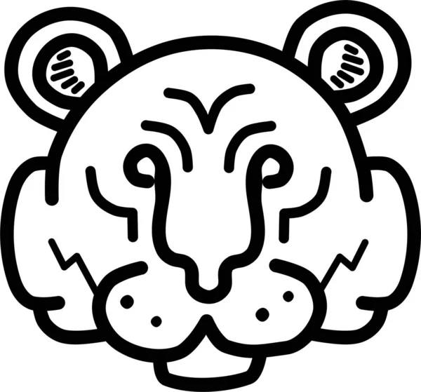 Тваринний Китайський Значок Тигра Намальованому Стилі — стоковий вектор