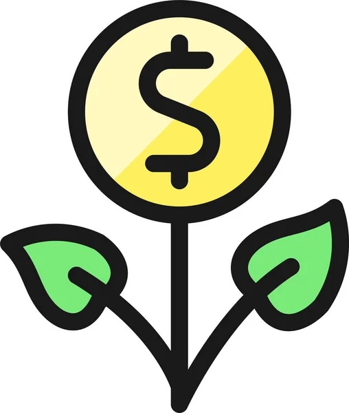 Geld Sparen Blume Symbol Filedoutline Stil — Stockvektor