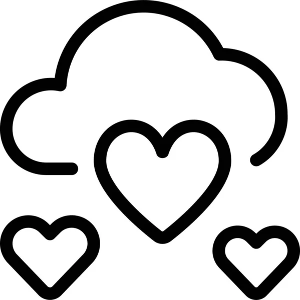 Ikona Srdcových Srdcí Cloudu Stylu Osnovy — Stockový vektor