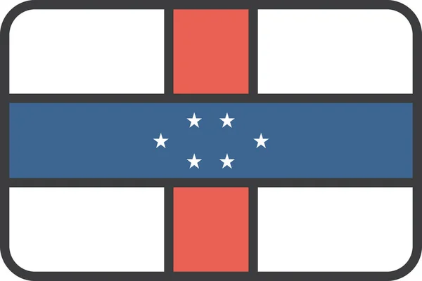 Ícone Bandeira País Antilles Estilo Filledoutline —  Vetores de Stock