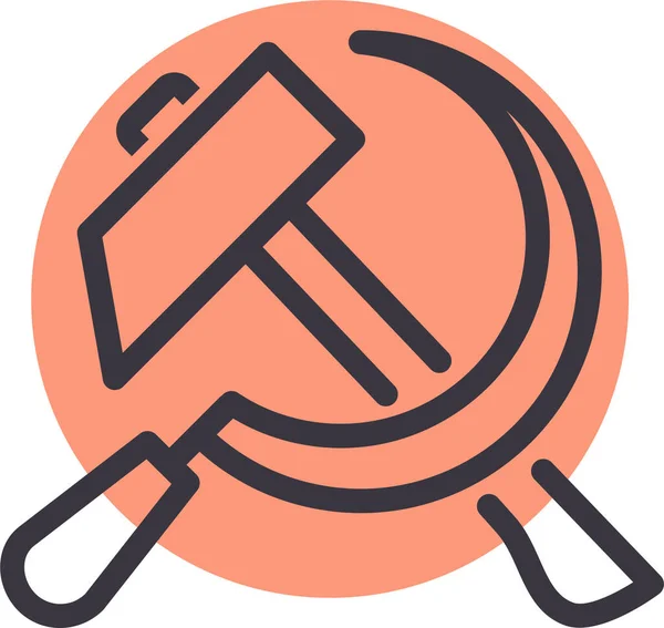 Icono Mano Obra Martillo Comunista Estilo Esquema — Vector de stock