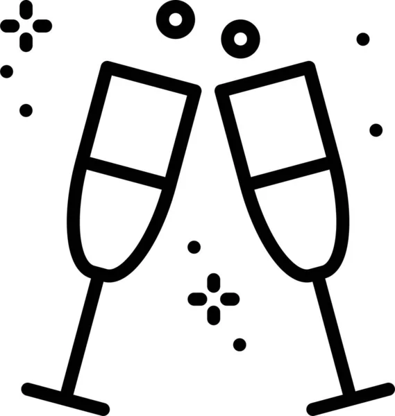 Comemorar Ícone Bebida Champanhe Estilo Esboço — Vetor de Stock