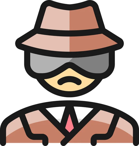 Hombre Policía Espía Icono Filledoutline Estilo — Vector de stock