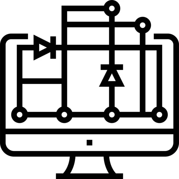 Схема Піктограми Екрана Комп Ютера Стилі Контурів — стоковий вектор
