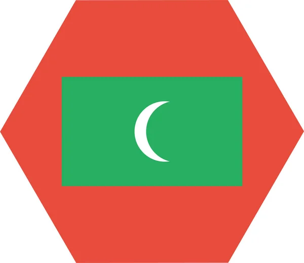 Ülke Bayrağı Maldivler Düz Stil Simgesi — Stok Vektör
