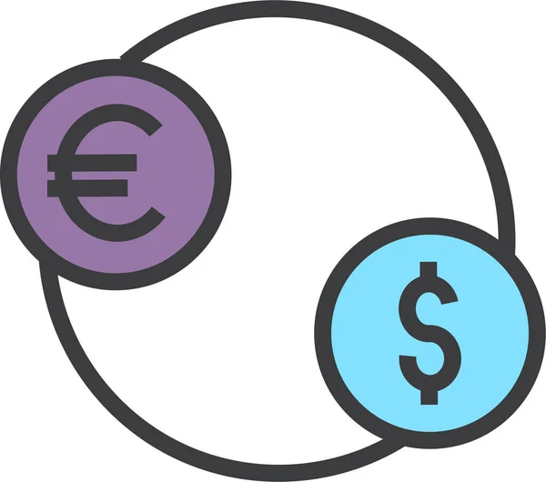 Valuta Dollar Euro Ikon Ifylld Översikt Stil — Stock vektor