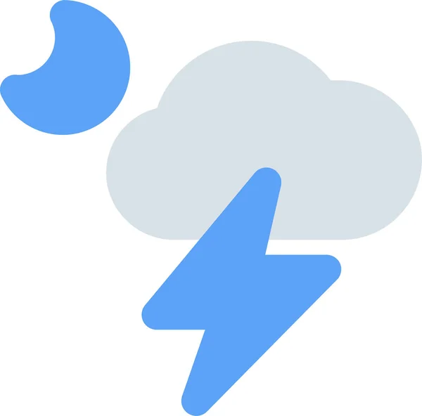 Cloud Lightning Moon Icon Flat Style — Stock Vector
