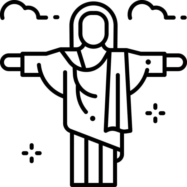 Icono Estatua Cristo Hito Estilo Del Esquema — Archivo Imágenes Vectoriales