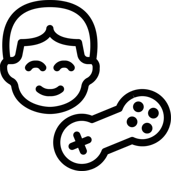 Controller Face Game Icon Outline Style — Stock Vector