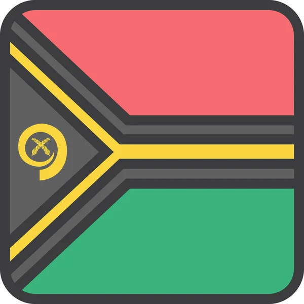 Drapeau Pays Vanuatu Icône Dans Style Filledoutline — Image vectorielle