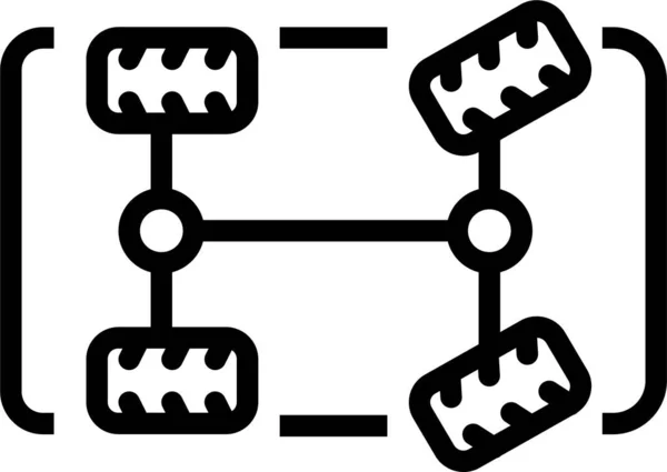 Icône Châssis Voiture Alignement Dans Style Contour — Image vectorielle