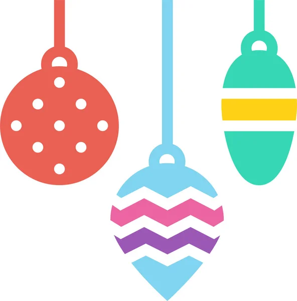 Bola Bauble Icono Navidad Estilo Plano — Vector de stock