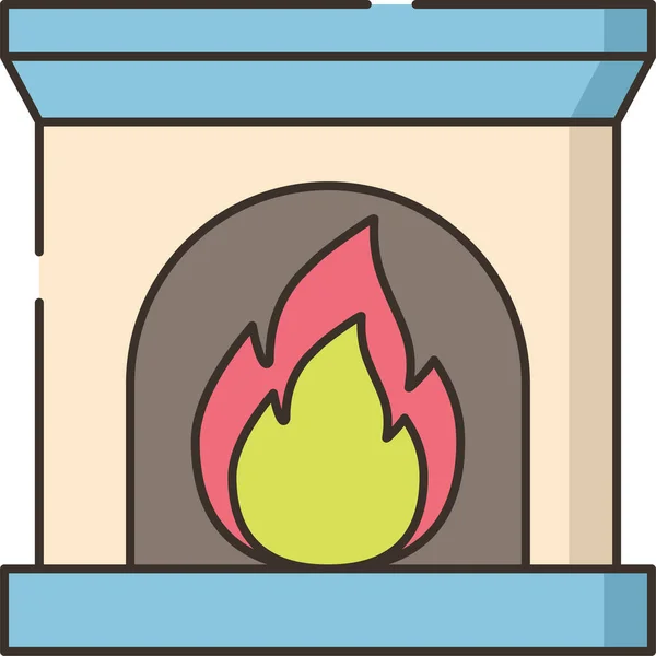 Fireplace Fire Light Icon — Stock Vector