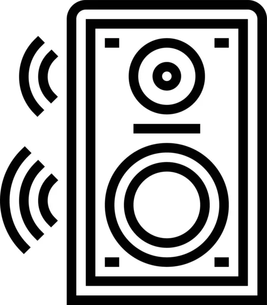 Icono Blanco Altavoz Dinámico Estilo Contorno — Vector de stock