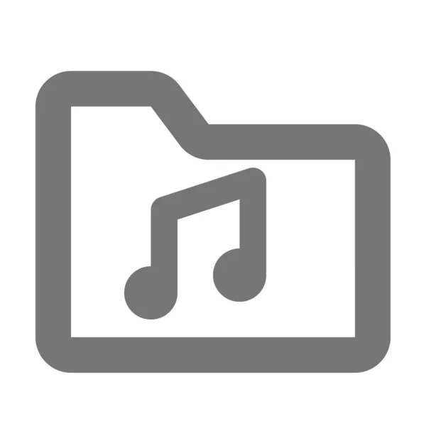 Icône Musique Dossier Audio Dans Style Contour — Image vectorielle