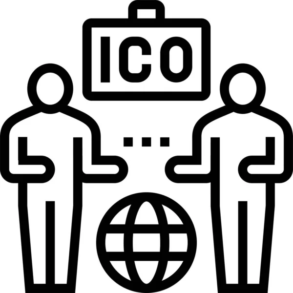 Investisseurs Ico Icône Initiale Dans Style Contour — Image vectorielle