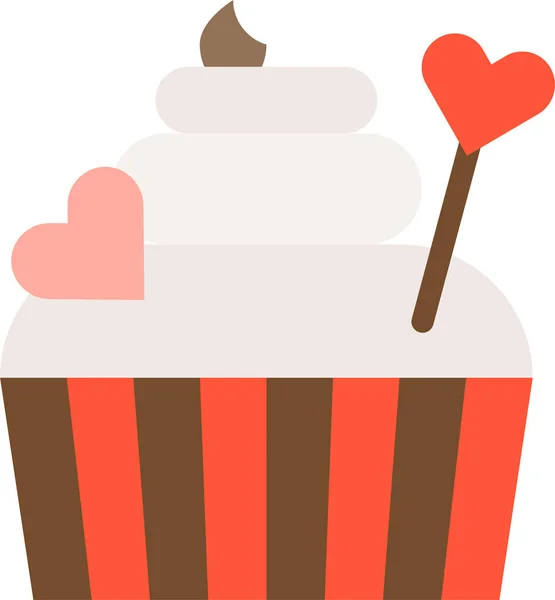 Pastel Cupcake Postre Icono Estilo Plano — Archivo Imágenes Vectoriales