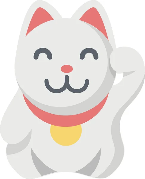 Cat Cute Feline Icon Flat Style — Stock Vector